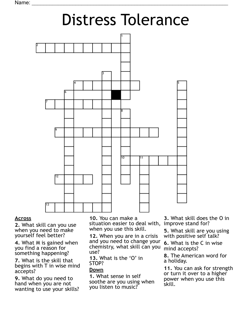 Distress Tolerance  Crossword