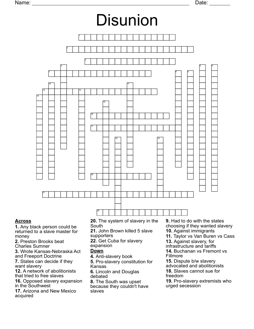 Disunion Crossword