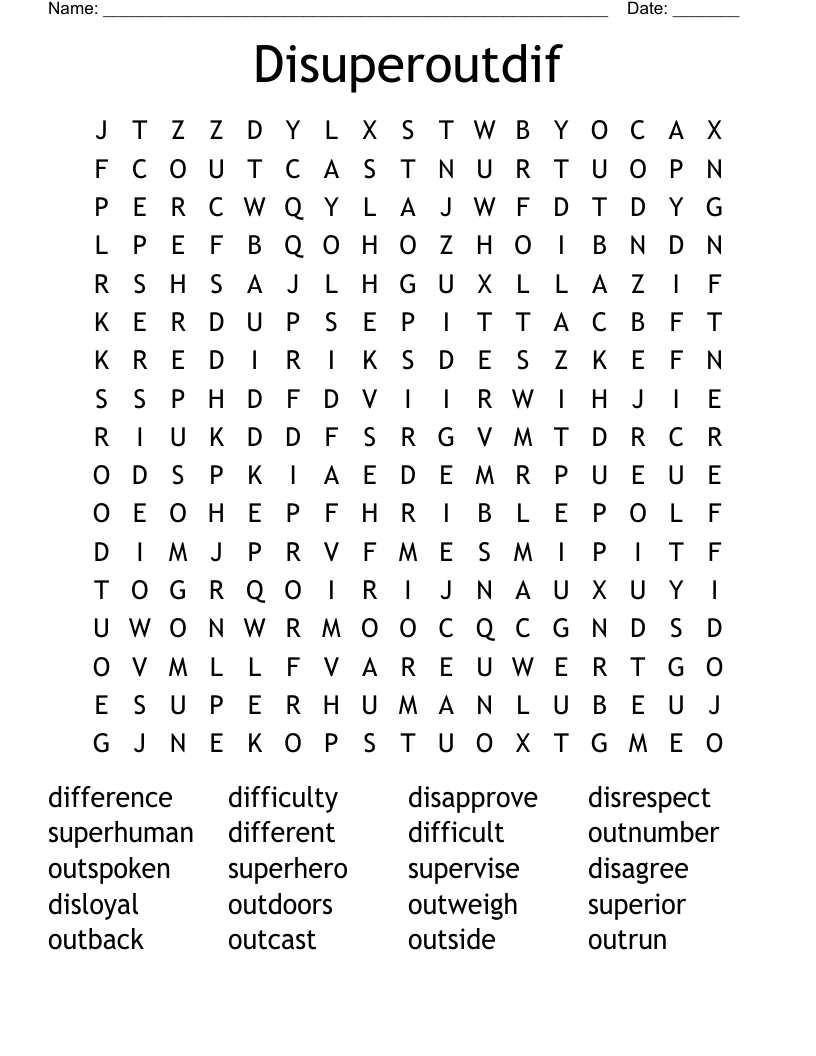 Disuperoutdif Word Search