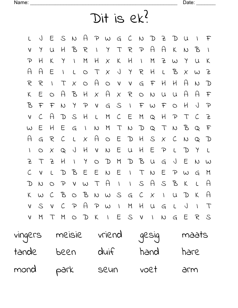 Dit is ek? Word Search