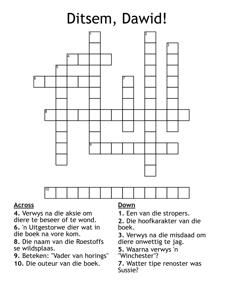 Ditsem, Dawid!  Crossword