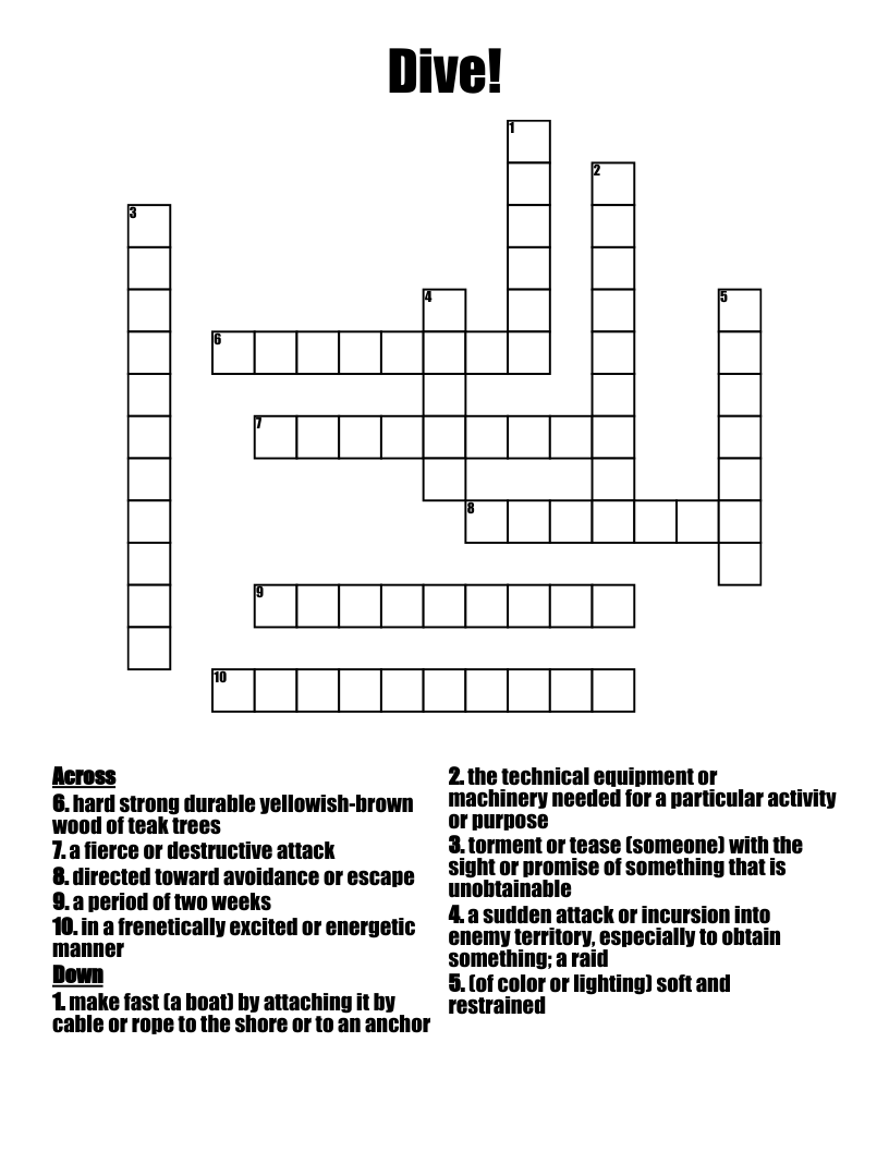Dive! Crossword