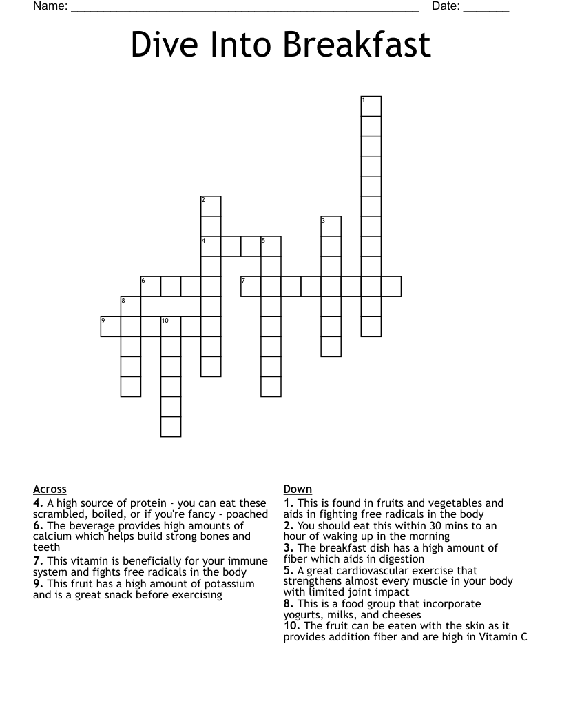 Dive Into Breakfast Crossword