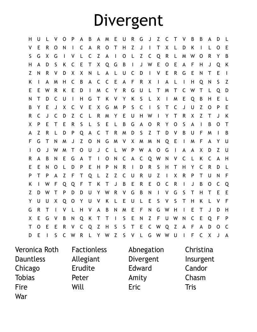 Divergent Word Search