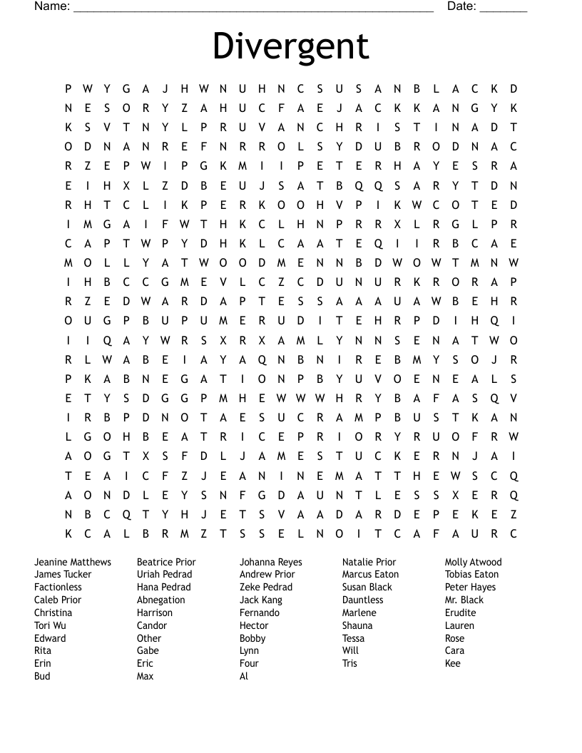 Divergent Word Search
