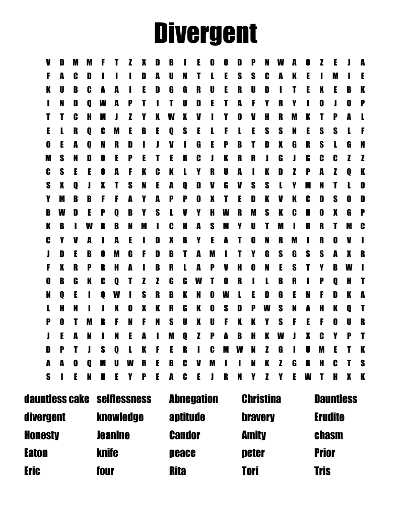 Divergent Word Search