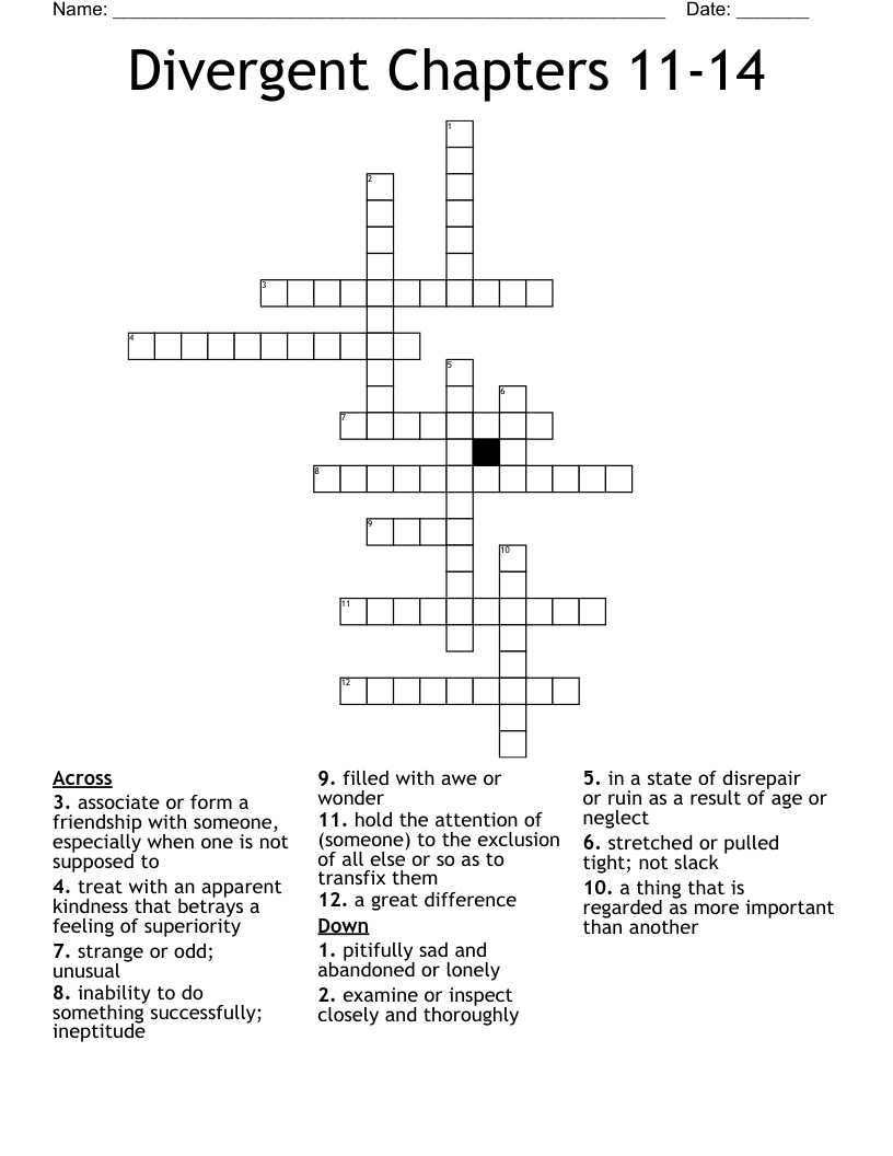 Divergent Chapters 11-14 Crossword