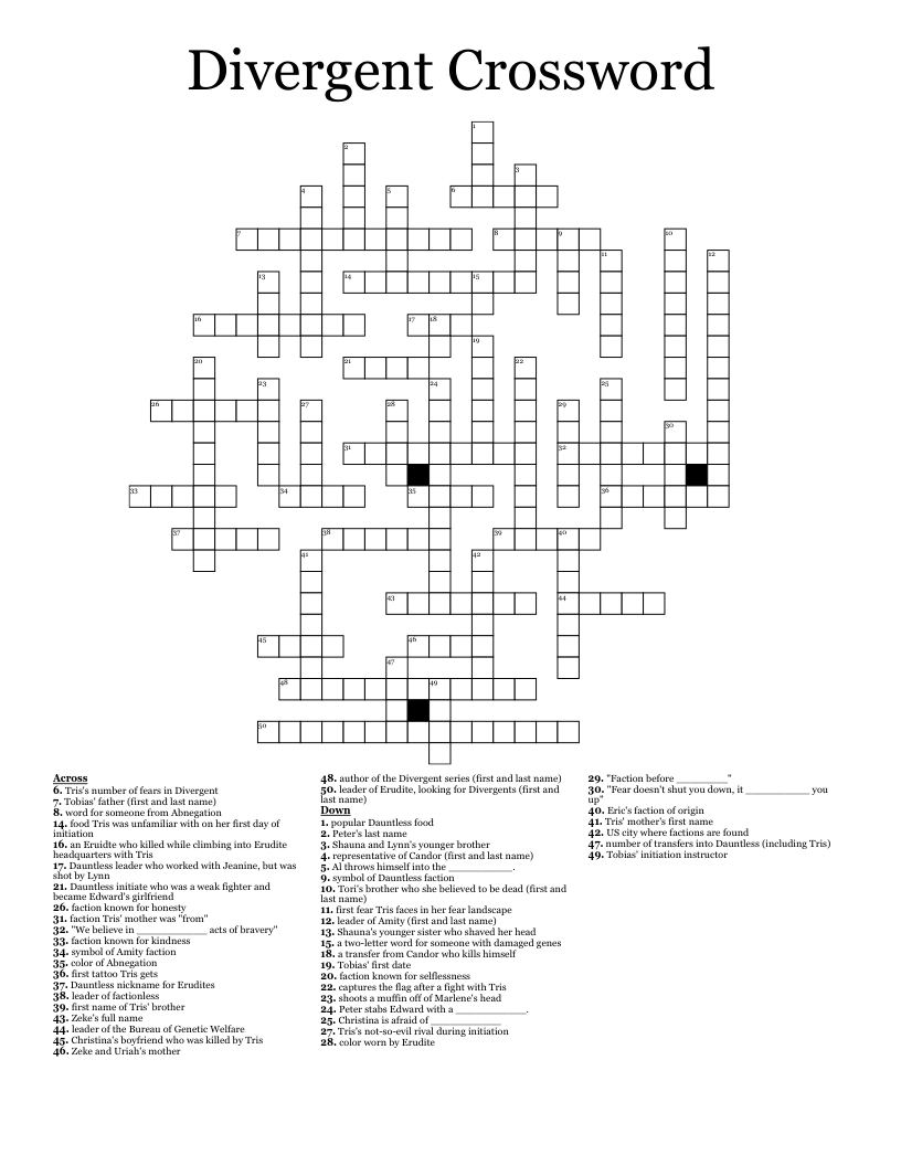 Divergent Crossword