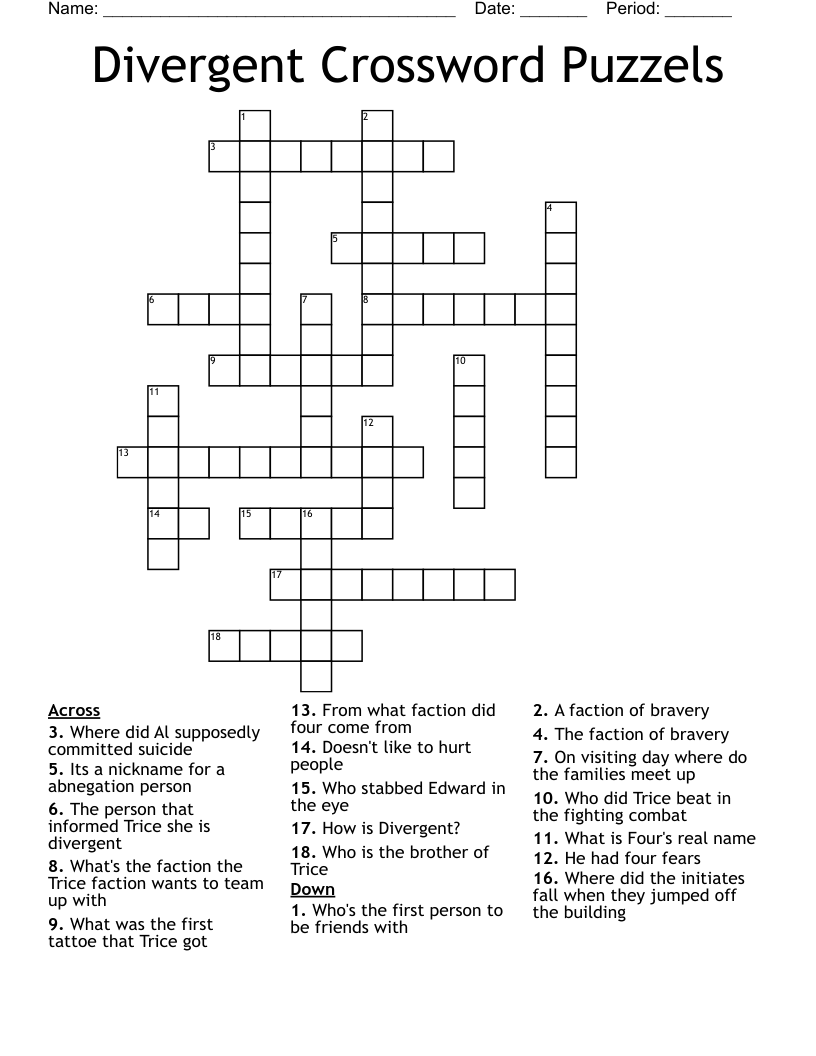 Divergent Crossword Puzzels 