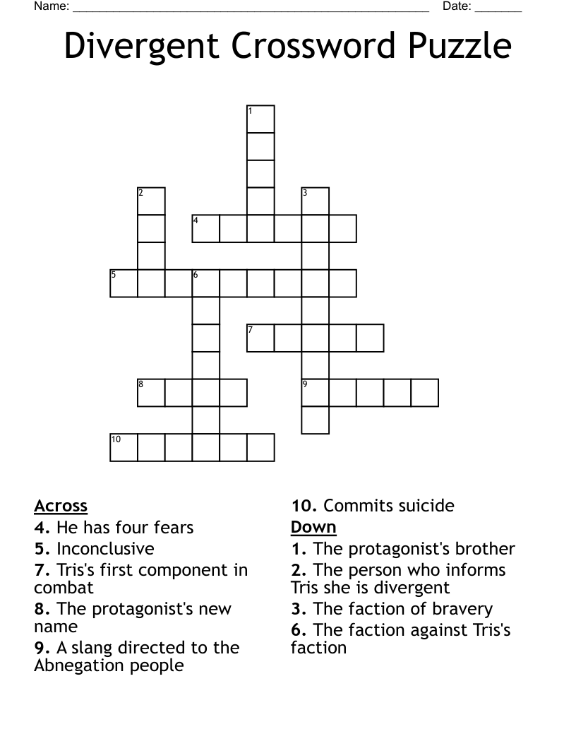 Divergent Crossword Puzzle