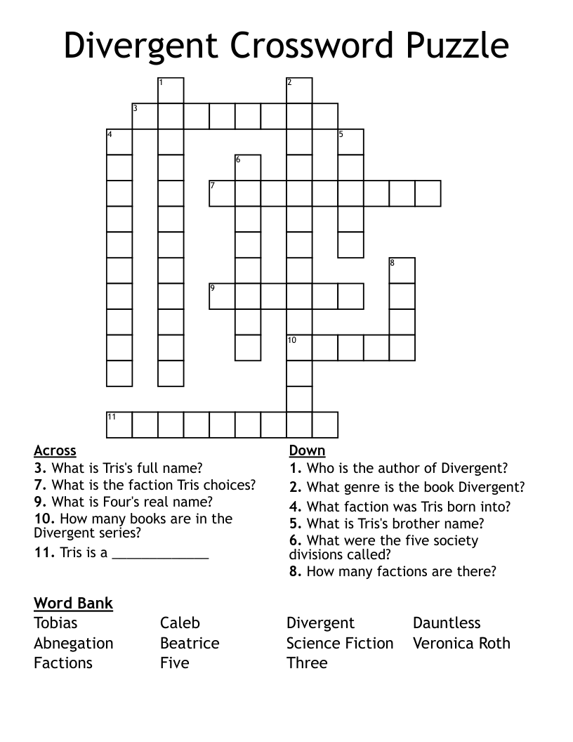 Divergent Crossword Puzzle