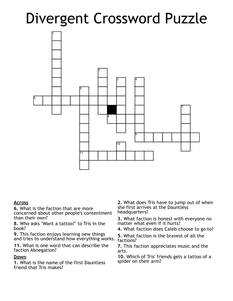 Divergent Crossword Puzzle