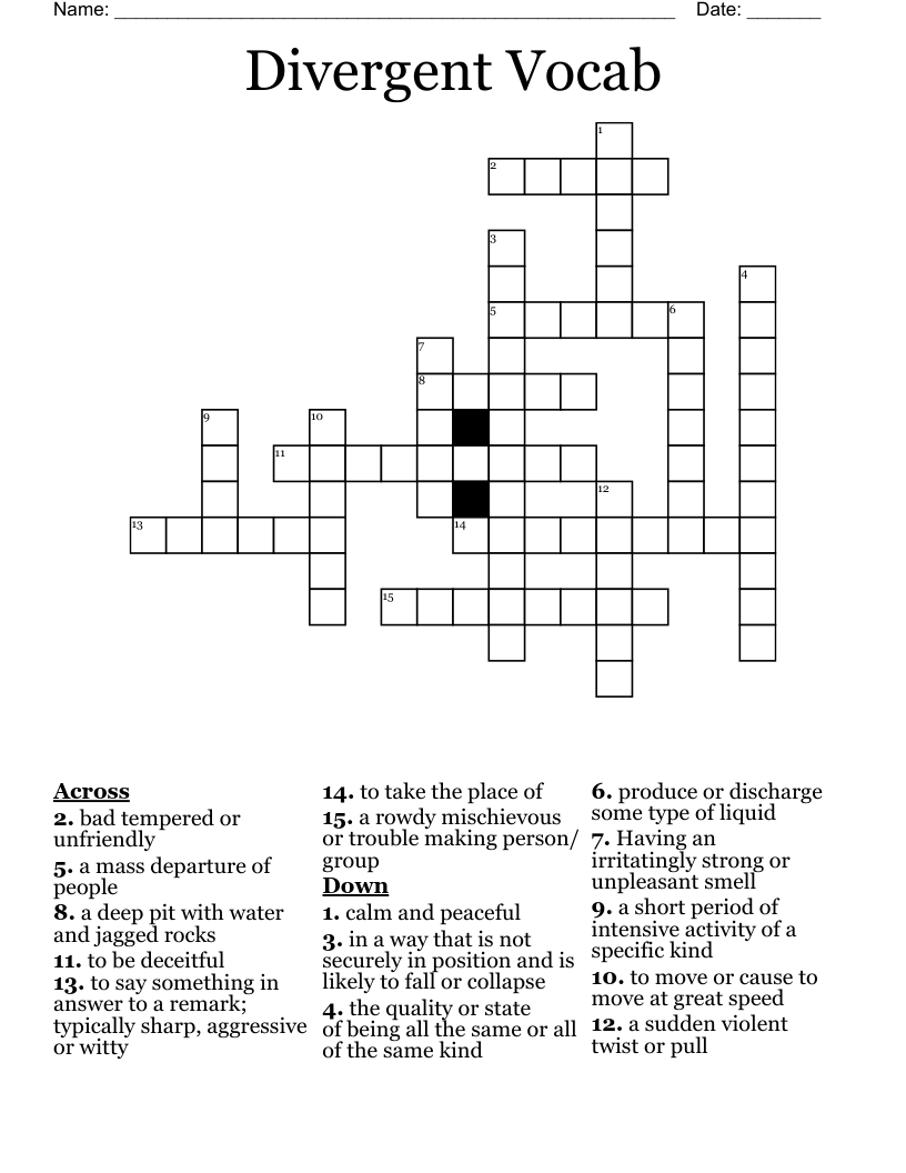 Divergent Vocab  Crossword