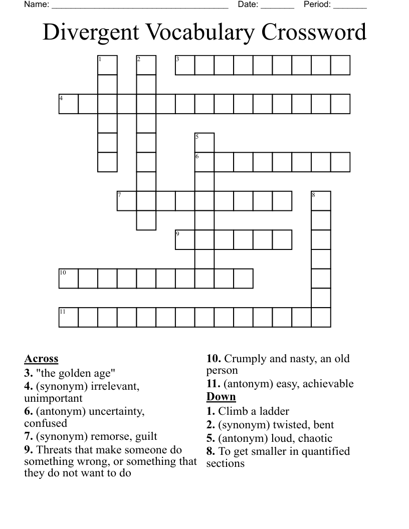 Divergent Vocabulary Crossword
