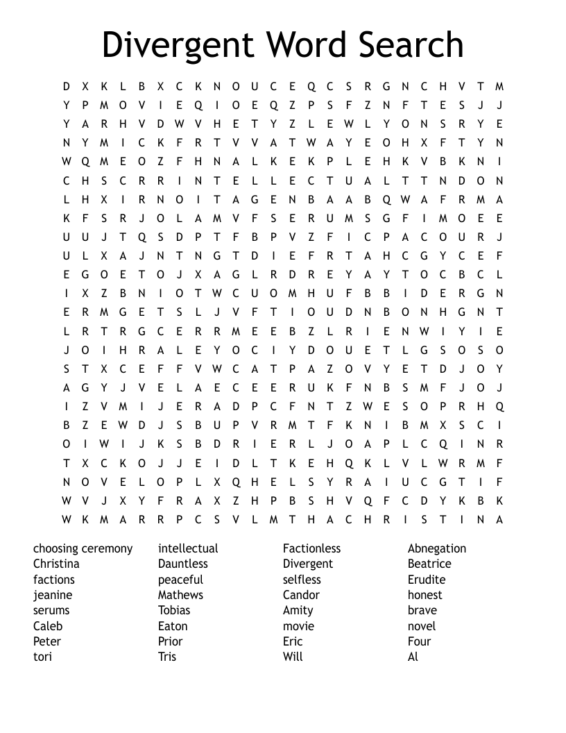 Divergent Word Search