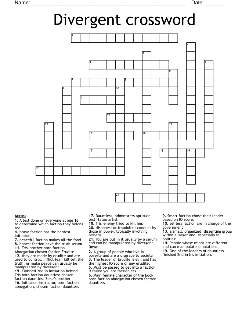 Divergent crossword