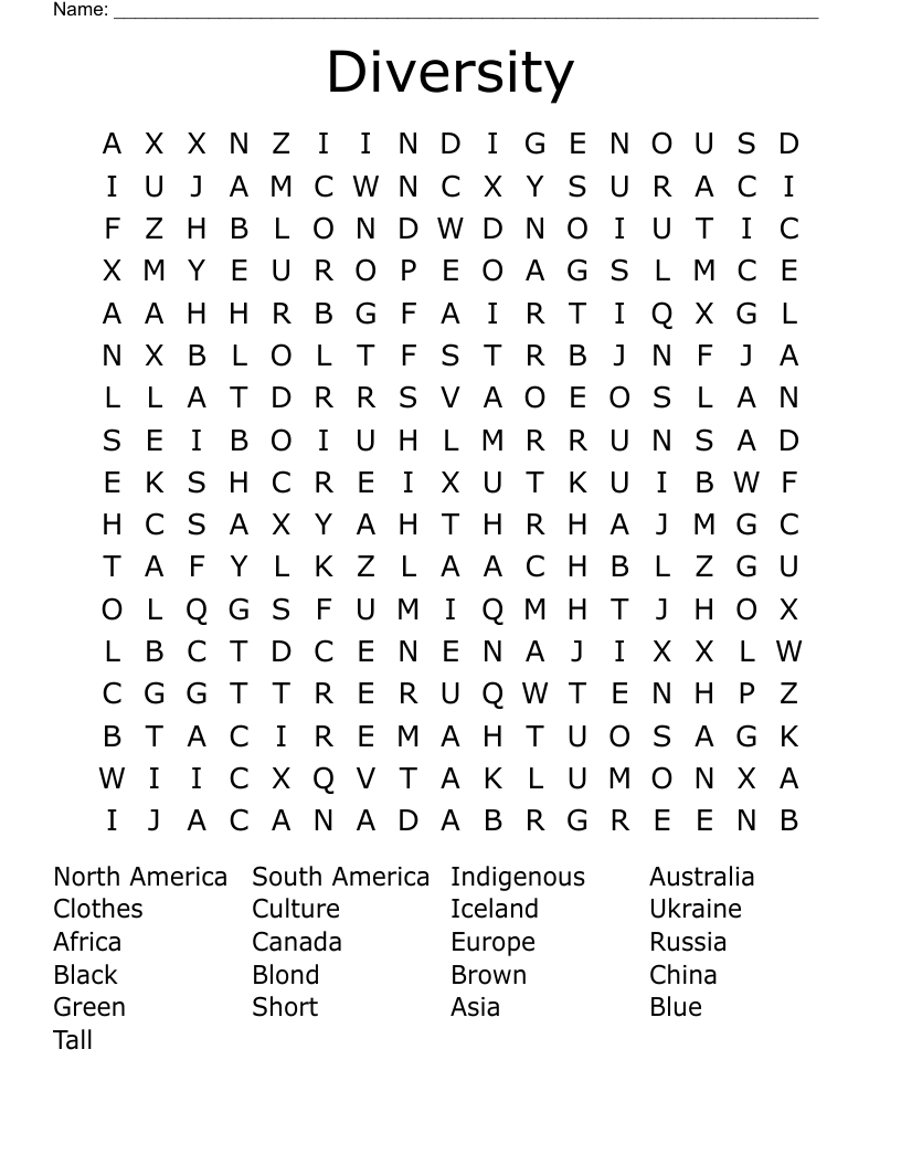 Diversity Word Search
