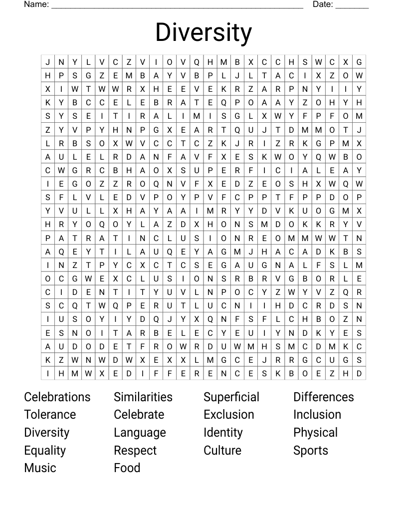 Diversity Word Search