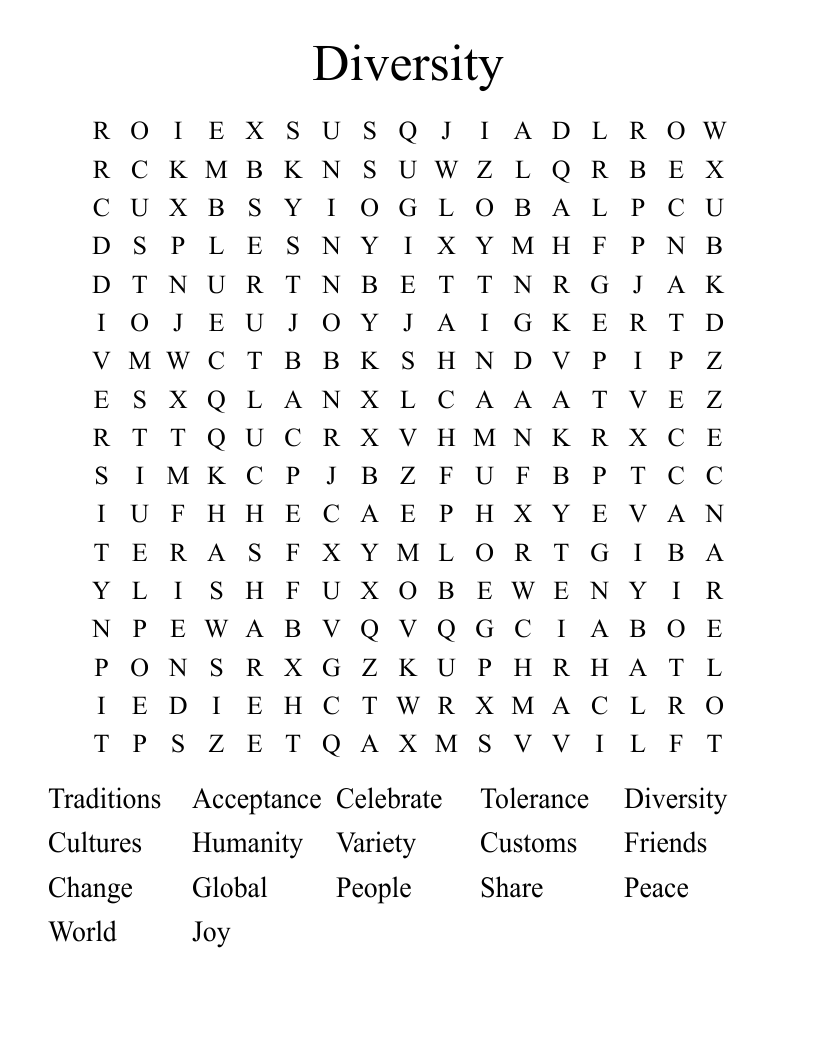 Diversity Word Search