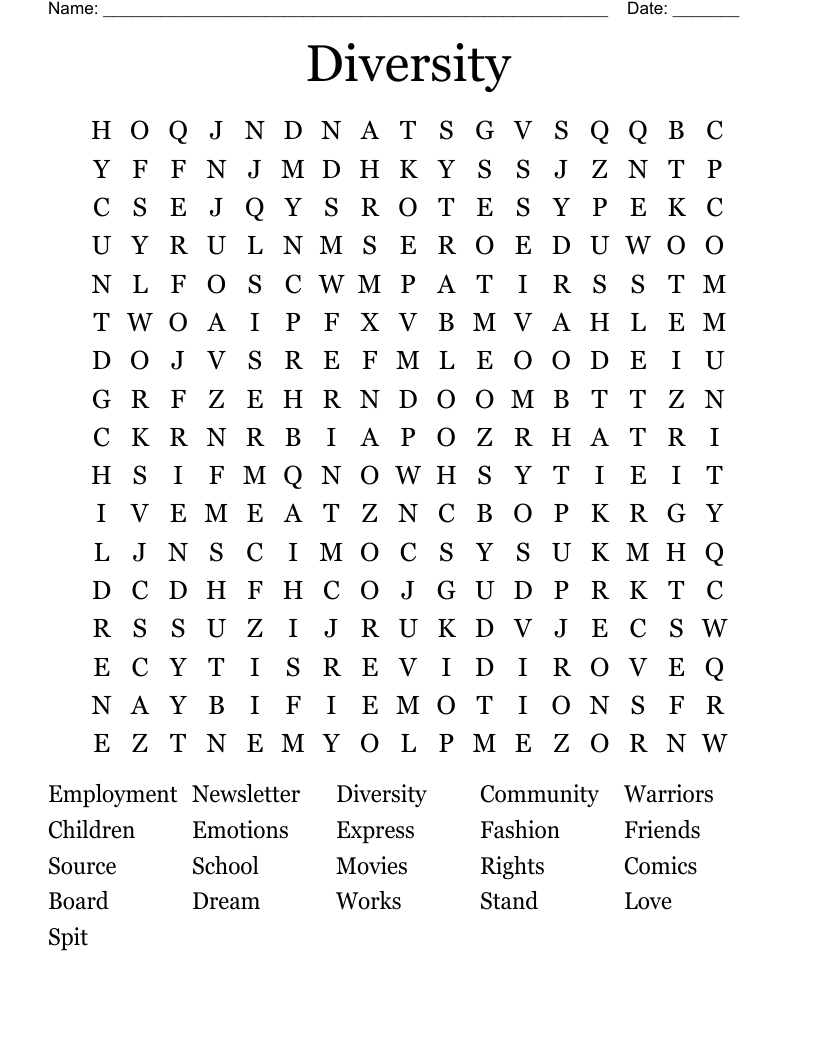Diversity Word Search