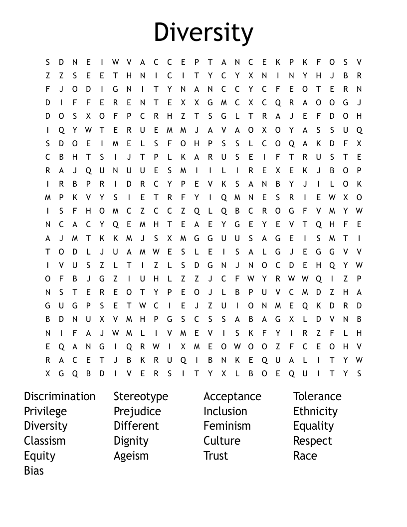 Diversity Word Search