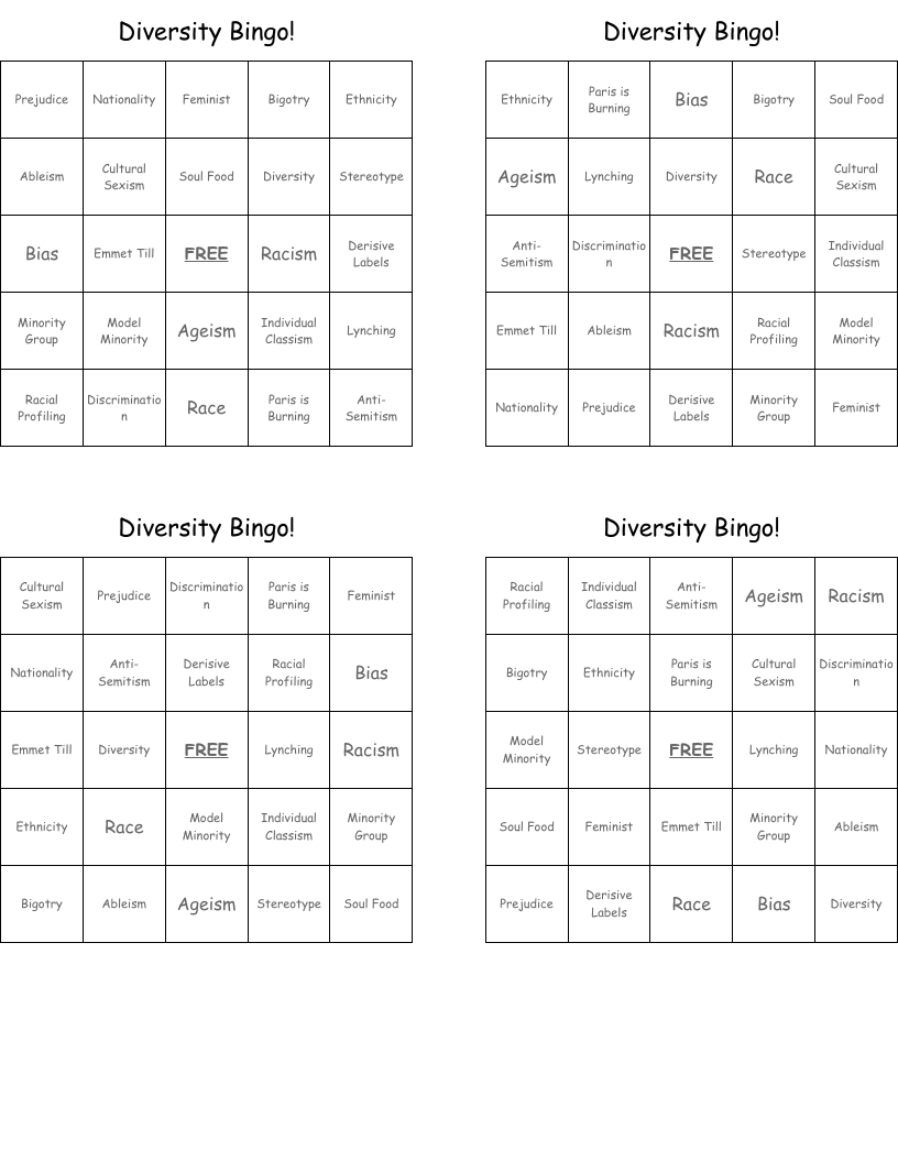 Diversity Bingo!