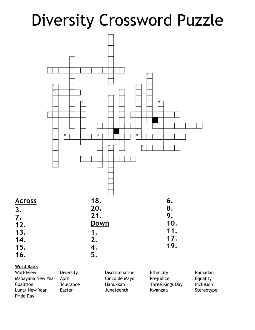 Diversity Crossword Puzzle