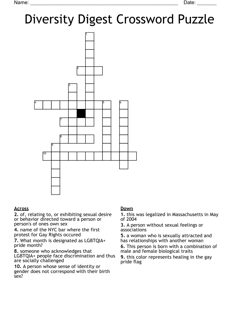 Diversity Digest Crossword Puzzle