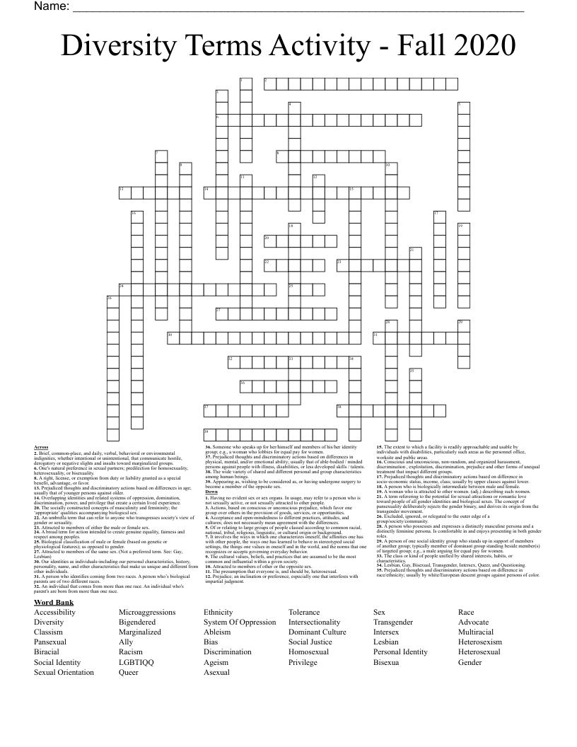 Diversity Terms Activity - Fall 2020