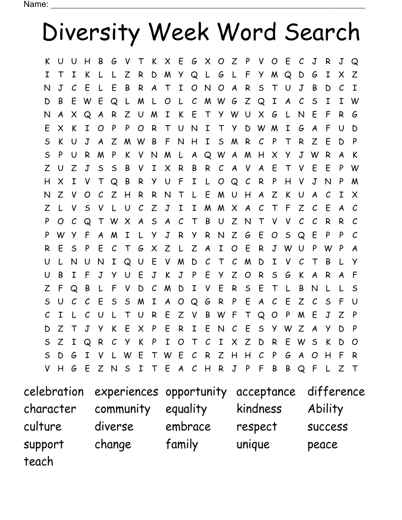 Diversity Week Word Search