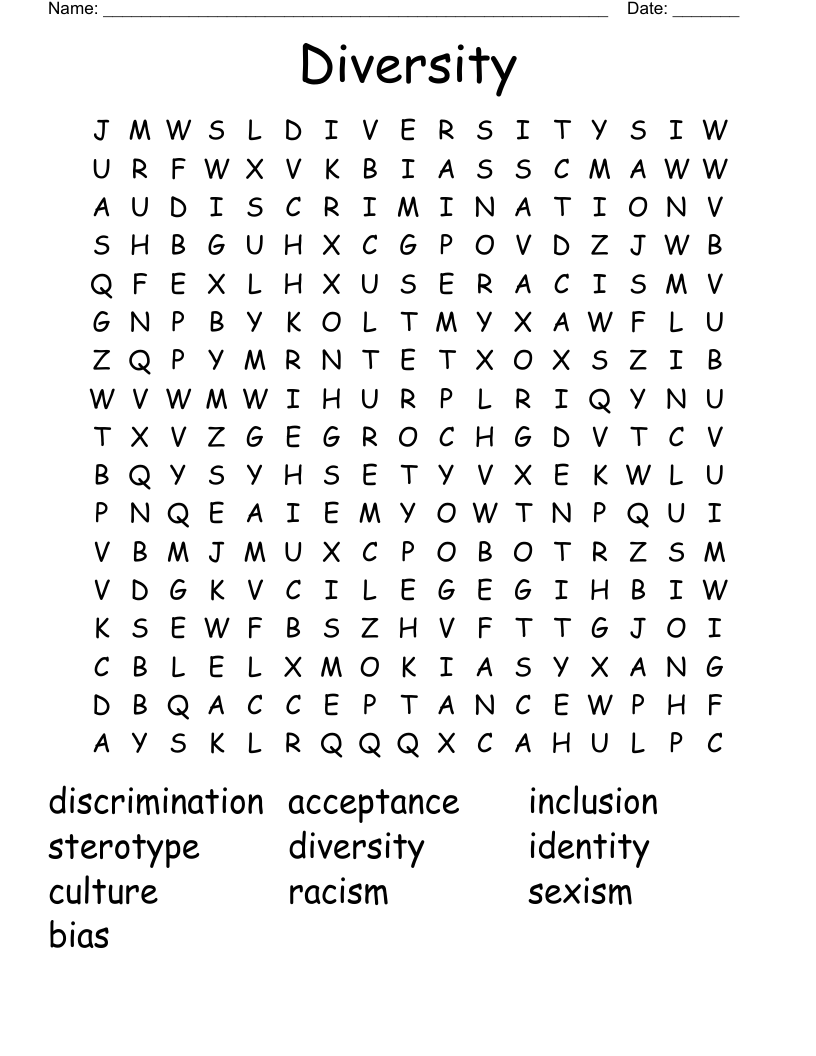 Diversity  Word Search