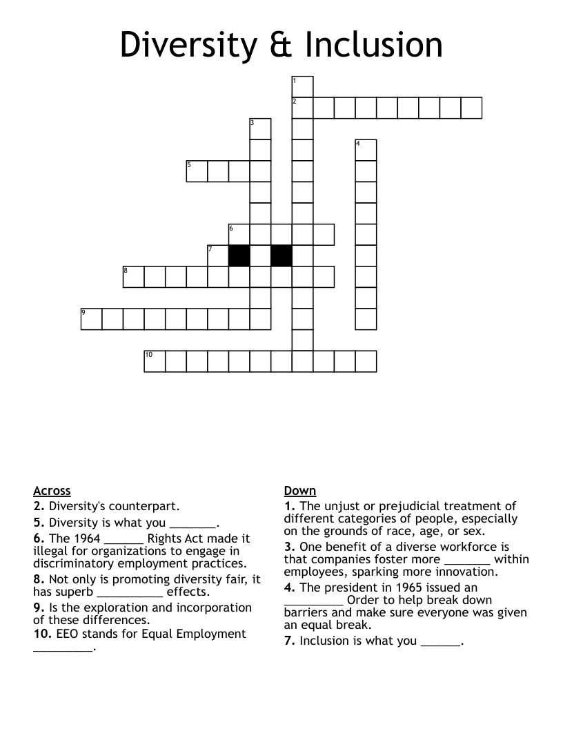 Diversity & Inclusion Crossword