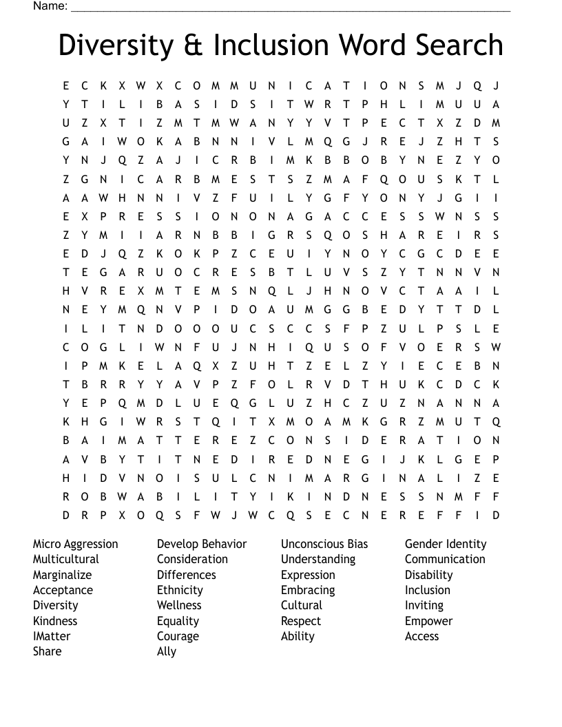 Diversity & Inclusion Word Search