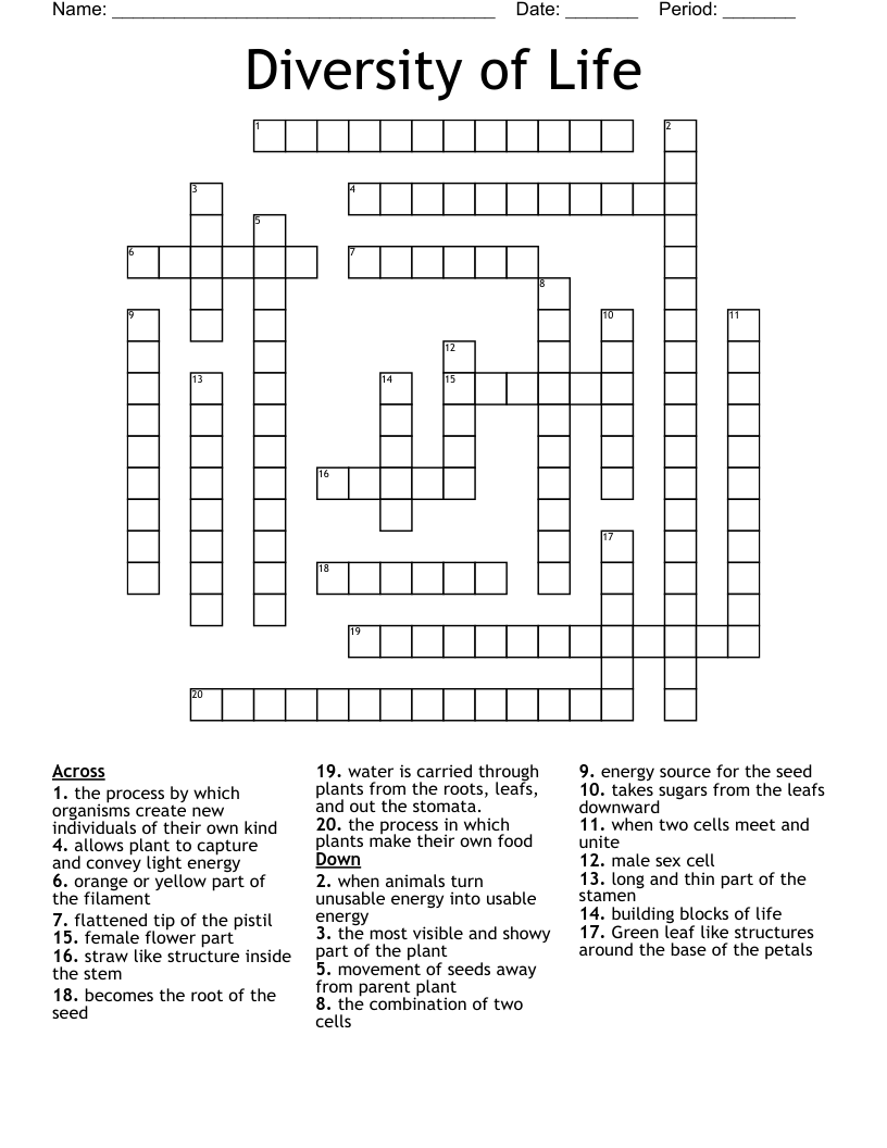 Diversity of Life Crossword