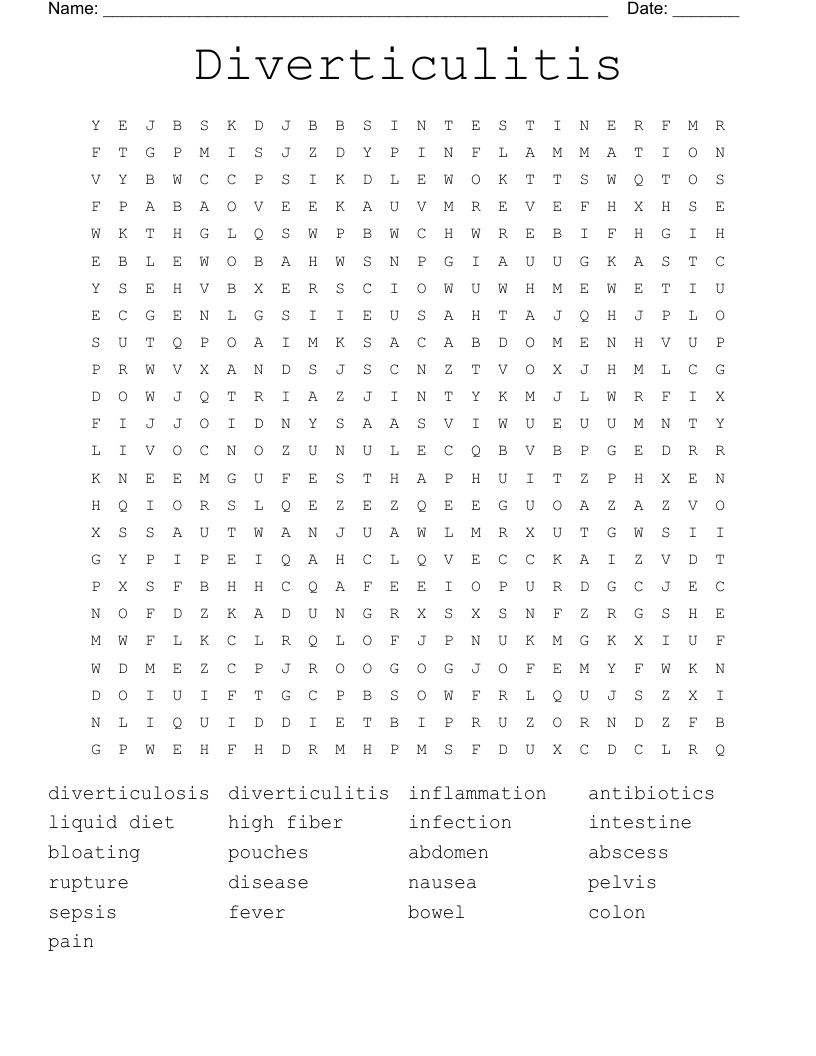 Diverticulitis Word Search