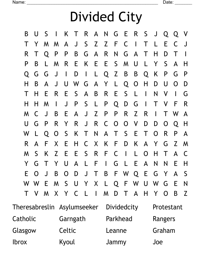 Divided City Word Search