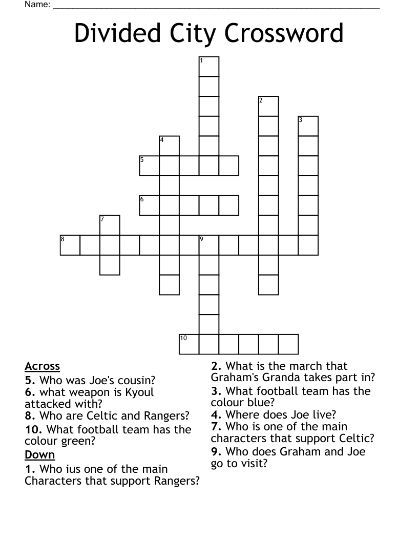 Divided City Crossword 