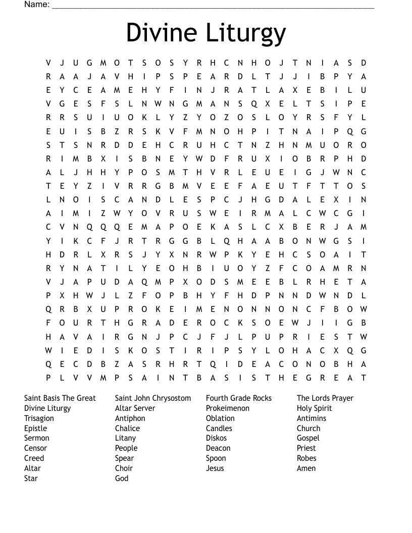 Divine Liturgy Word Search