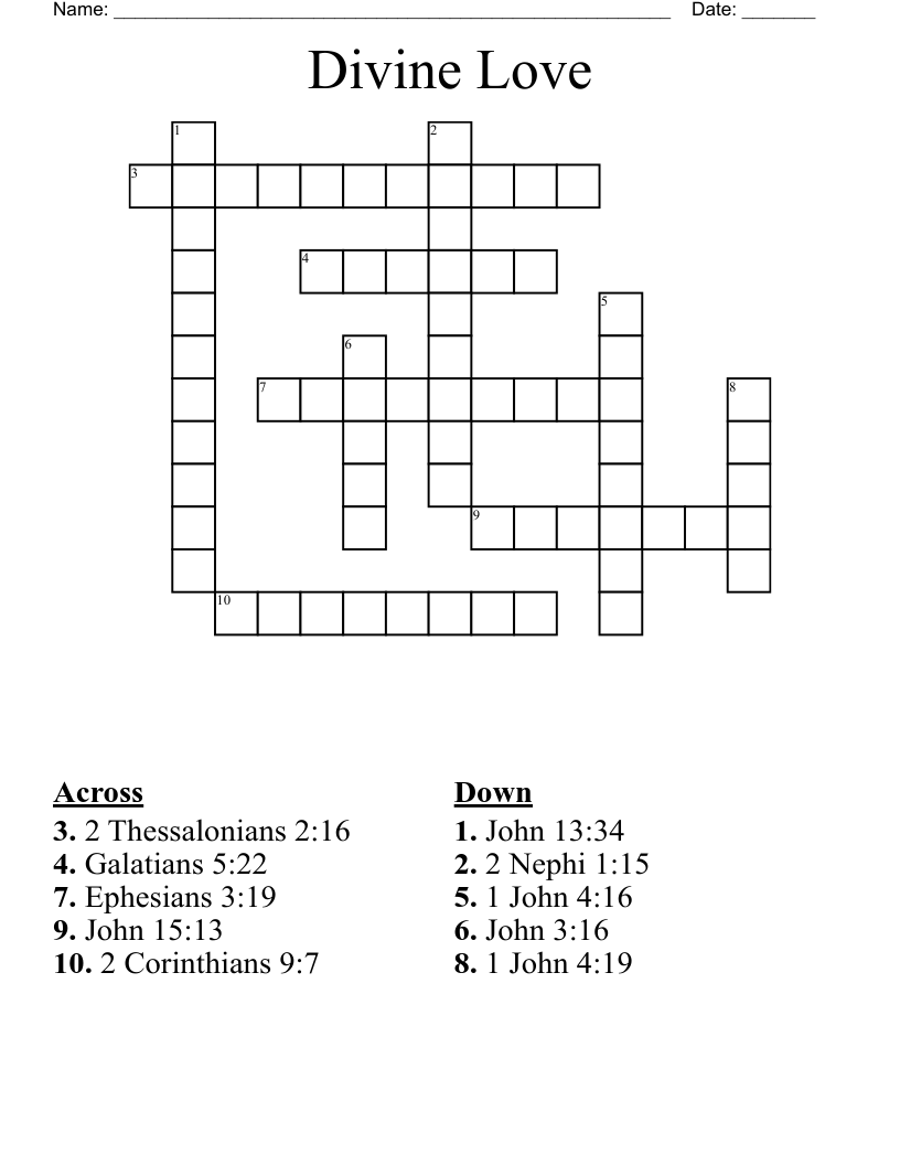 Divine Love Crossword