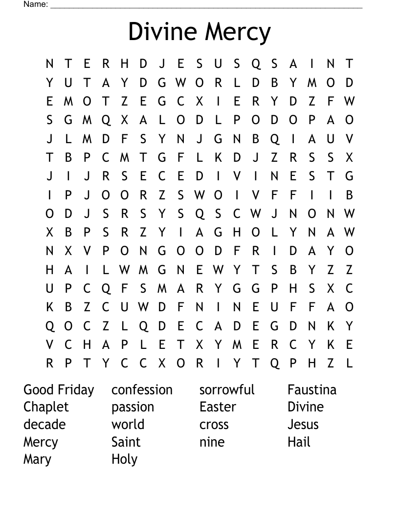 Divine Mercy Word Search