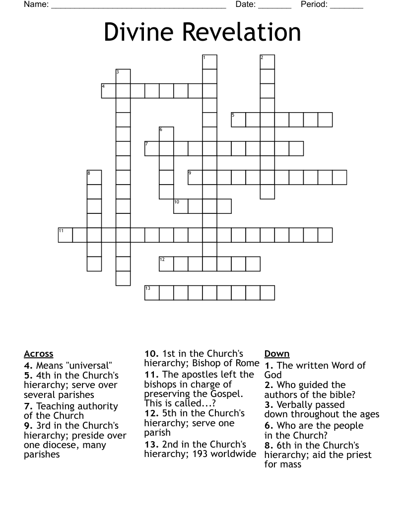 Divine Revelation Crossword