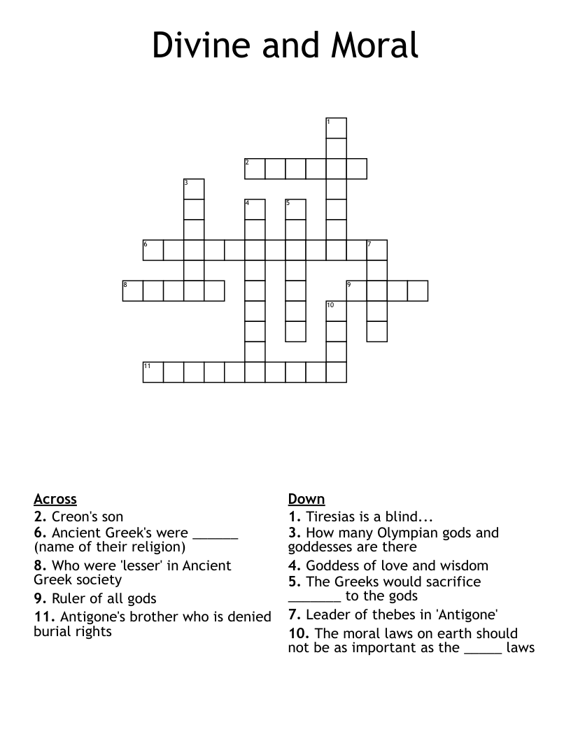 Divine and Moral  Crossword