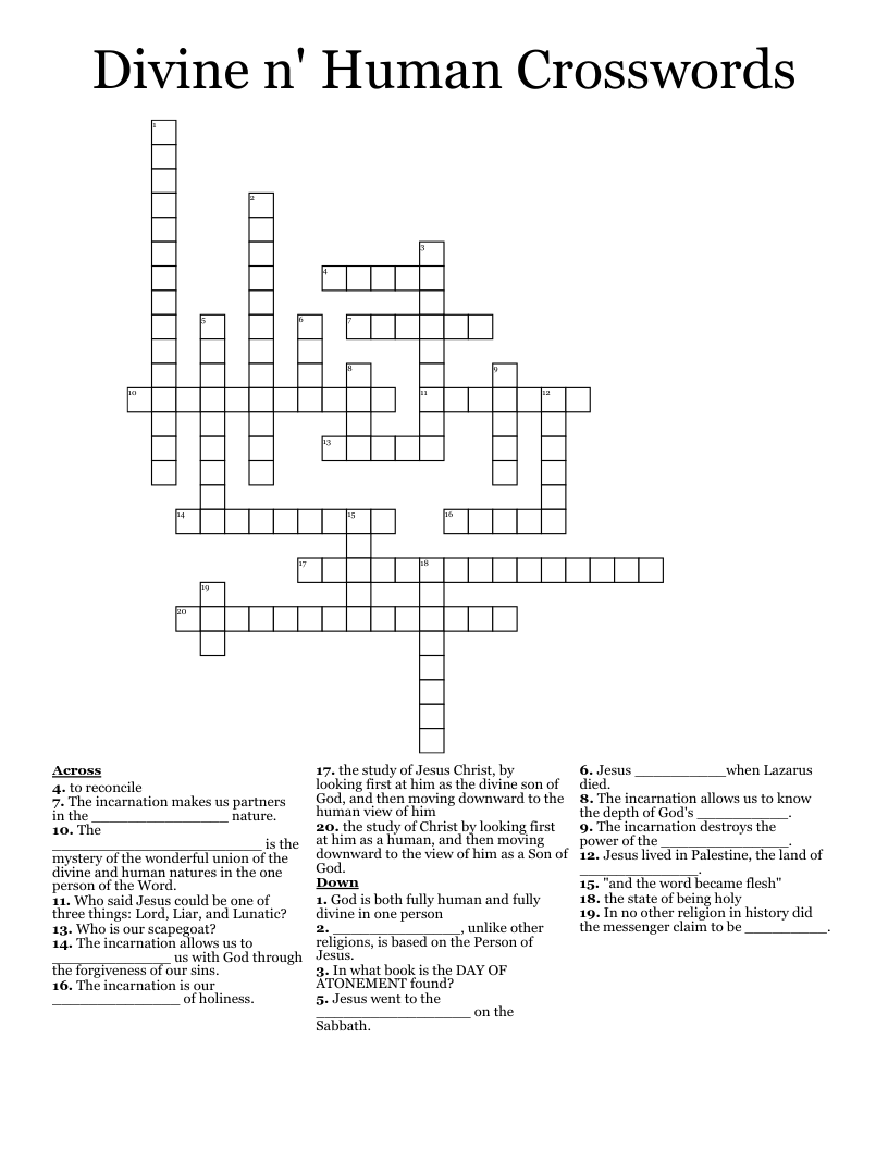 Divine n' Human Crosswords