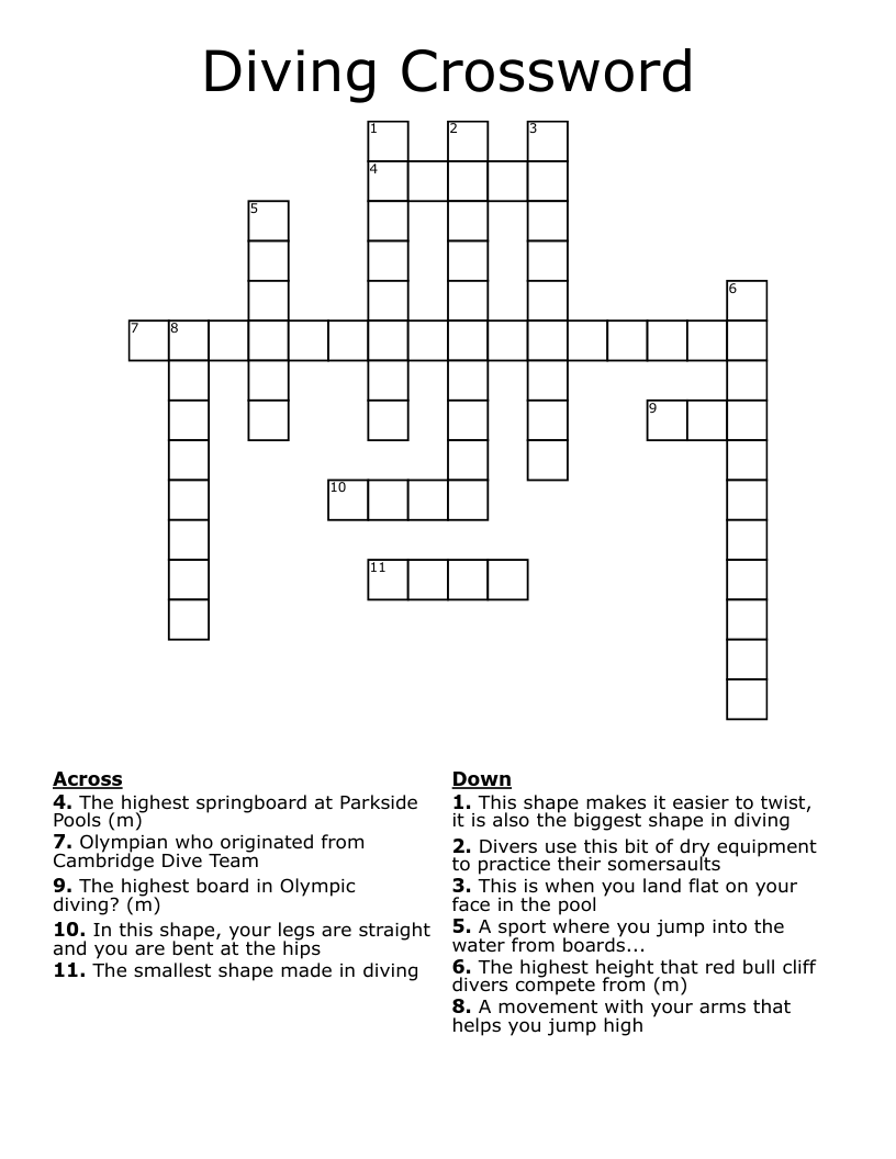Diving Crossword