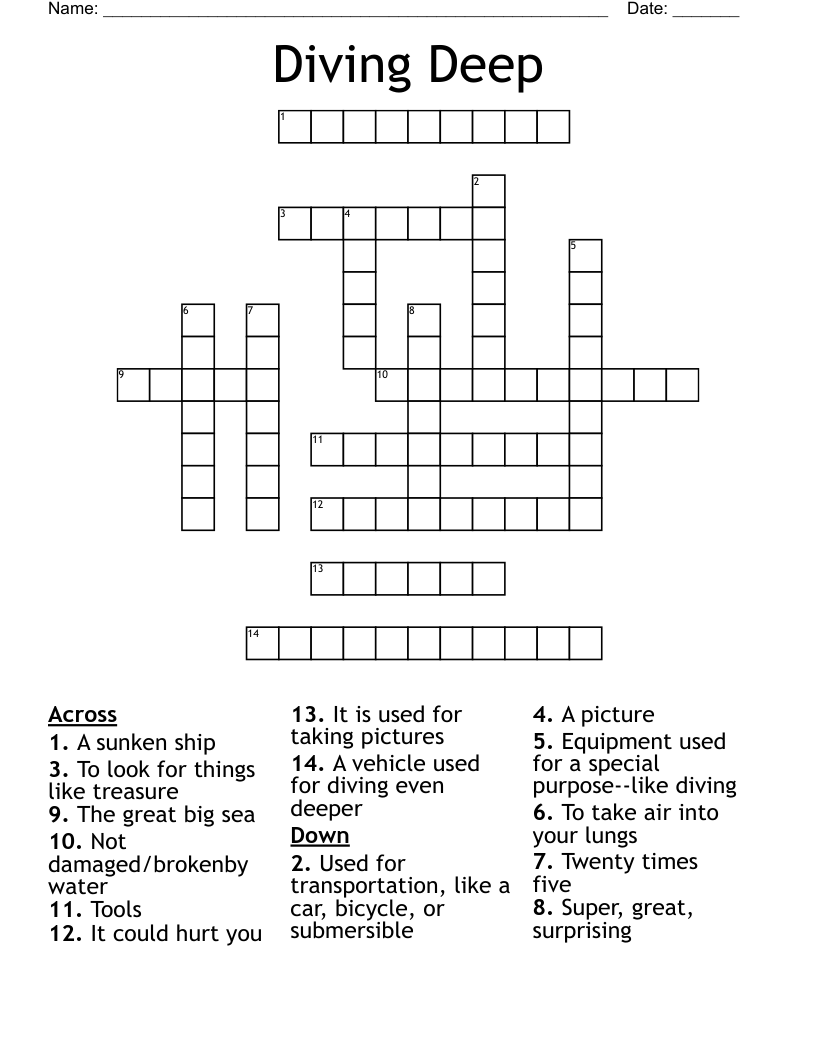 Diving Deep Crossword