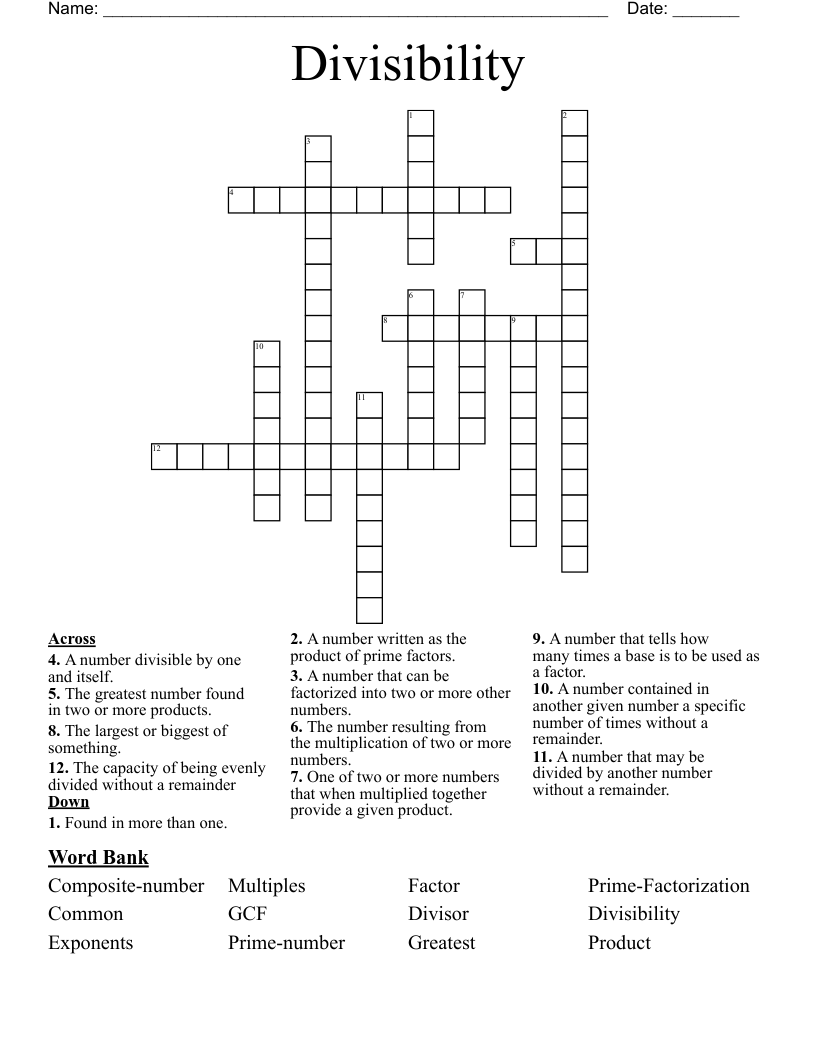 Divisibility Crossword