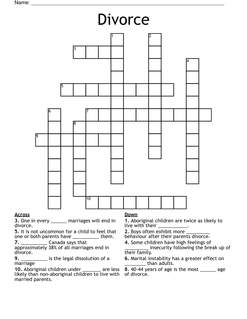 Divorce Crossword