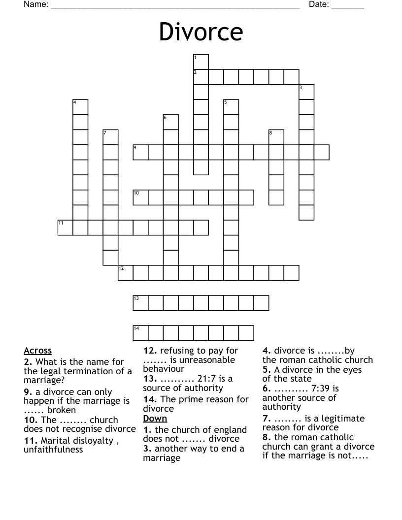 Divorce Crossword