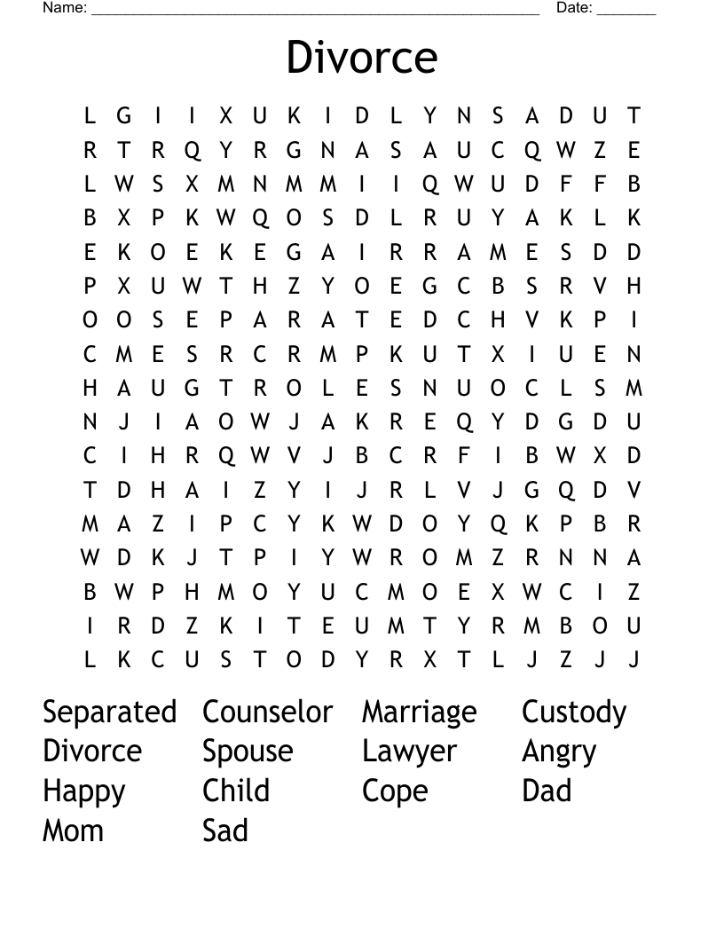 Divorce Word Search