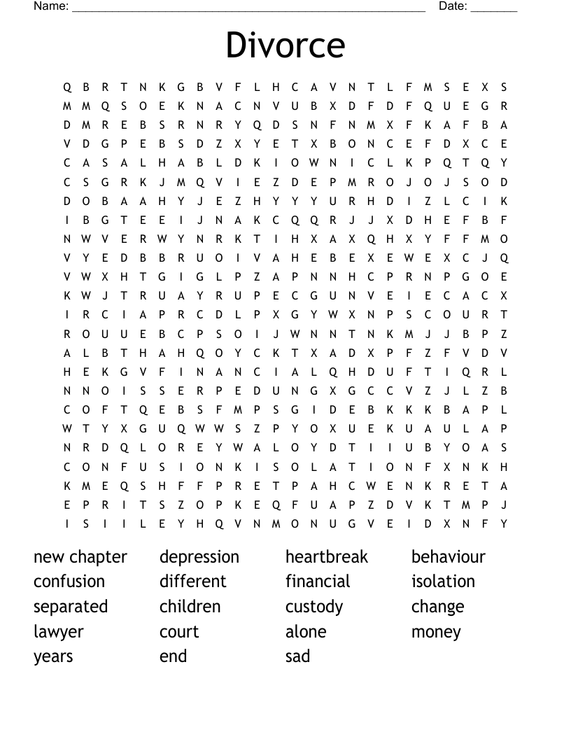 Divorce Word Search